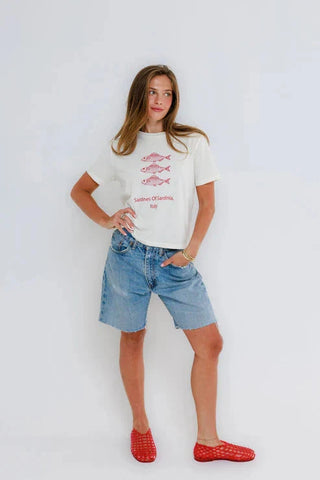 Sunny Somewhere Sardines of Sardinia Everyday Tee - Off White
