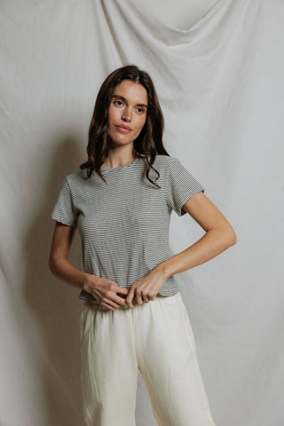 Perfectwhitetee Vivian Tee - Natural/Black Stripe