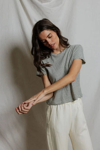 Perfectwhitetee Vivian Tee - Natural/Black Stripe