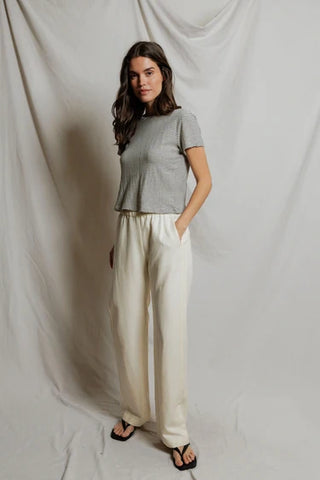 Perfectwhitetee Vivian Tee - Natural/Black Stripe