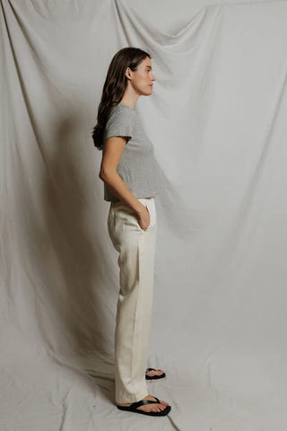 Perfectwhitetee Vivian Tee - Natural/Black Stripe