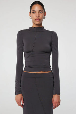 The Line by K Zane Top in Deep Grey